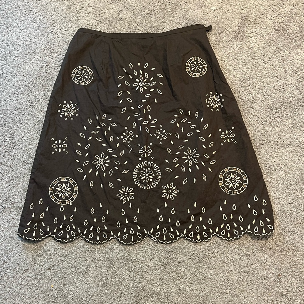 April Cornell size XL Elegant Brown Embroidered Skirt